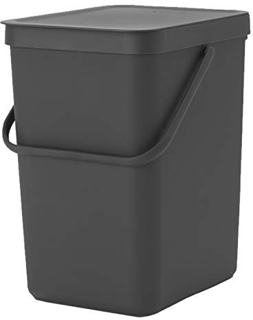 Sort & Go Kitchen Waste/Recycling Large Bin - 25L - Grey - with composting guide