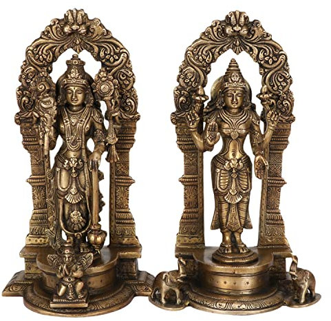 ARTVARKO Messing Vishnu Laxmi Narayan Murti stehender Vishnu Lakshmi Statue Schaustück für Heimdekoration, Puja-Artikel und Geschenke, 22,9 cm