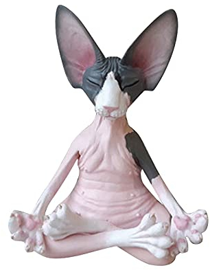 Gartendeko Statuen Gartenharz, Sphynx Katze Meditieren, Meditierende Denkende Katze Harzmaterial, Buddha Meditation Katzenstatue Garten Outdoor Skulptur Dekoration, Sammlung Handwerk (B)