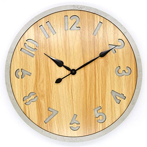 K&L Wall Art Große Vintage Wanduhr XXL MDF Holz Betonoptik Wanduhren ohne Tickgeräusche lautlos Holzoptik Retro Gross (Beton Optik 50cm)