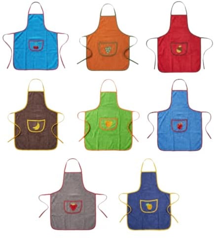 SaoTi Delantales de Cocina Algodón Rizo Toalla Absorbente Mandil Cocina | Delantal Cocinero con Bolsillo y Frutas Bordadas | 8 Colores | Pack 1, 4 u 8 Unidades | Regalo Original