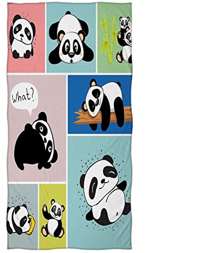 Zomer Strandtuch 70x140cm,Bedrucktes Mikrofaser Badetuch Frottee-Süßer Panda