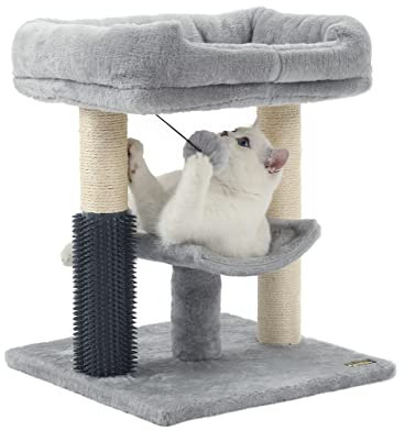 Hoopet Kratzbaum für Katzen im Innenbereich, mit super gemütlicher Sitzstange, Katzenpflege und interaktivem baumelndem Ball, ideal für Kätzchen und Katzen