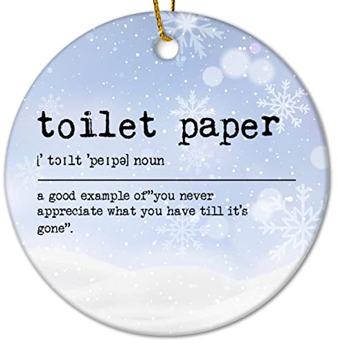 Toilettenpapier Definition Weihnachten Keramik Ornamente Wort Beschreibung Weihnachten Souvenirs 7,6 cm doppelseitiger Druck Vintage Weihnachtsbaum Dekorationen für Xmas Party Dekorationen