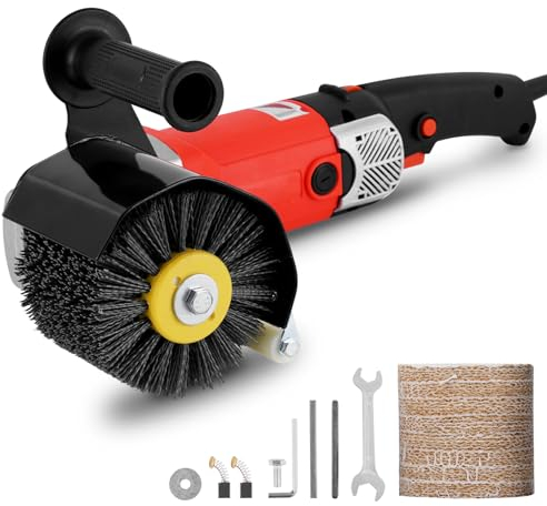 2800W Elettrica Lucidatrice per Trafilatura 8 Velocità regolabile Spazzolatrice Legno Smerigliatrice a Rulli Elettrica Smerigliatrice per rasatura con 1 * ruota filo abrasivo e 1 * ruota di lino (eu)