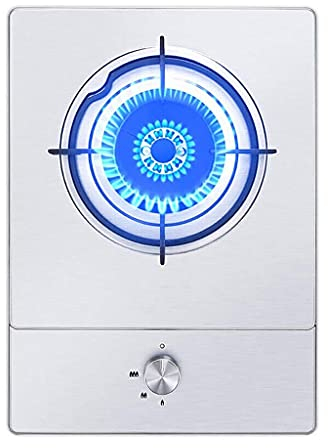 Fornello da Campeggio, Piano Cottura a Gas, fornello a Tre fuochi in ghisa da 4,2 kW, fornello a Gas Incorporato in Acciaio Inox Argento fornello Singolo, Gas propano Naturale, per Riscaldare, cucin