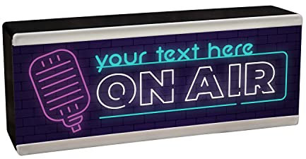 Personalised Light Up On Air Sign with Mic - Custom Illuminated Music Film Entertainment Room - DJ Light Retro Wall Home Studio Light Box