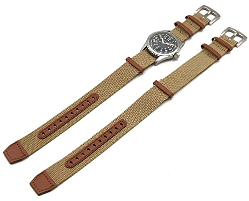 Uhrenarmband Nylon G10 Khaki Feld kompatibel mit Hamilton Military Leder Nylon 20 22 mm Grün Schwarz Sand Hamilton Militär, 20mm