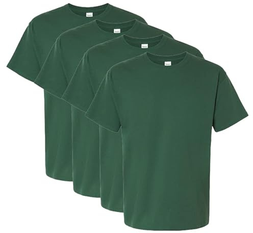 Hanes Men's Essential-t Cotton T-Shirt, Athletic Crimson_Discontinued, Athletic Dark Green 4-pack, Medium