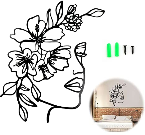 Arte Parete Minimalista Metallo Astratta - 30*40cm Nero Donna Linea Singola Corpo, Stampe Linee, Astratte Line Art Decorazioni, Arredamento Moderno Poster Camera Letto Soggiorno Corridoio Decoro Casa