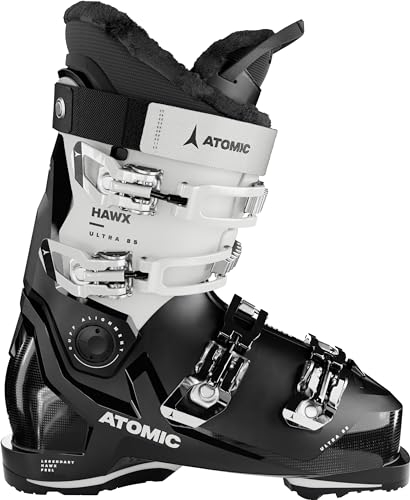 ATOMIC HAWX ULTRA 85 W GW Skischuhe - Größe 24/24.5 - Damen-Skischuh in Schwarz / Weiß - Boots mit 3D Knöchel & Ferse für anatomische Passform - Schmale Skistiefel mit 98 mm Passform