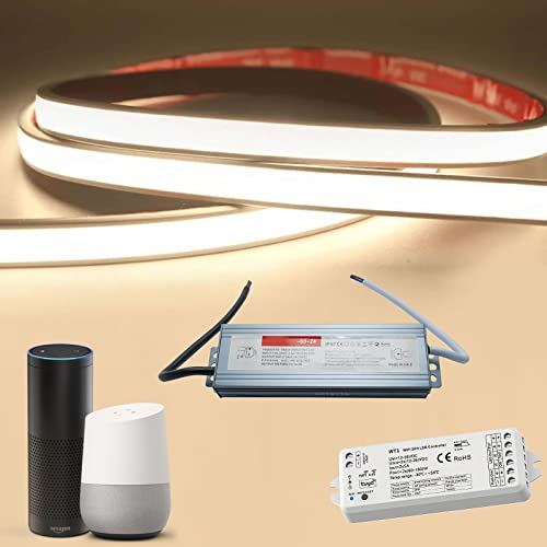Planetitaly Smart LED-Streifen wasserdicht IP68 Linear COB flexibel Neon Flex dimmbar 24V Sprachsteuerung WiFi Alexa Google Licht Türkisches Bad Sauna Duschkabine