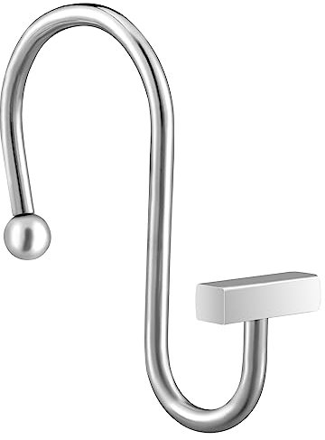 CHICTIE - Ganchos de cortina de ducha cromados, anillos de cortina de ducha de plata pulida para baño, ganchos decorativos de metal inoxidable modernos para barra de cortina de ducha, forma de barra