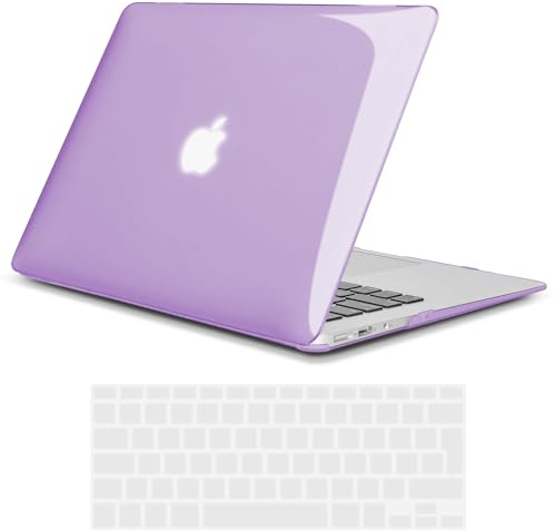 TECOOL Hülle Kompatibel mit Alten MacBook Air 13 Zoll 2010-2017 (A1466 A1369), Ultradünne Schutzhülle Hartschale Case mit Tastaturschutz (EU Layout), Kristall Lila
