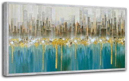 Ardemy Framed Wall Art Abstract Canvas Modern Gold Textured Wall Decor Living Room Painting Picture Artwork Bedroom Home Office, 58x29