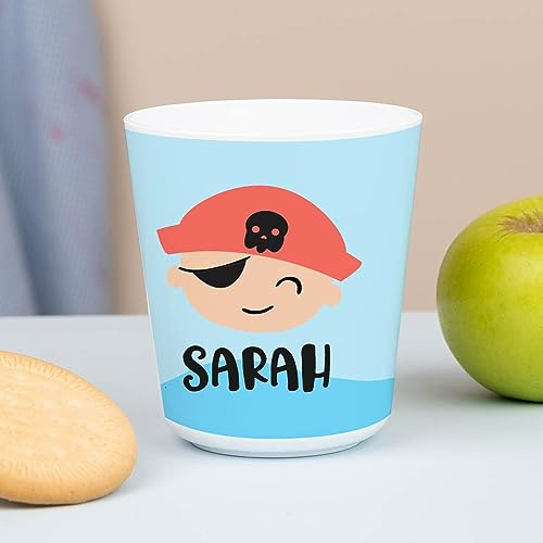Wanapix | Vaso Plástico Niños | Vaso Personalizado con Nombre |Vasos de Plástico Duro Irrompible |Vuelta al Colegio/Guardería | Sin BPA | Taza Infantil | 235ml | Piratas