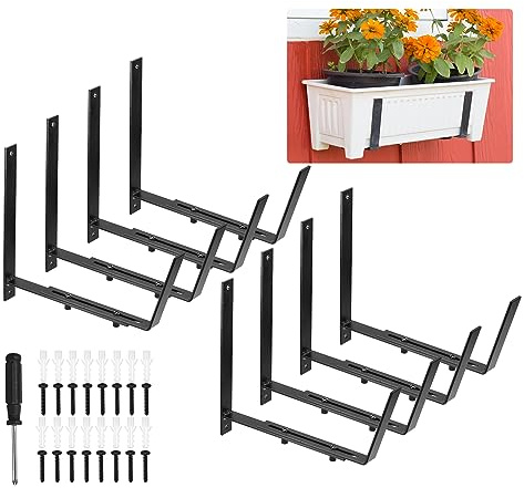 QUARKZMAN Einstellbar Fenster Planter Box Klammern Universal Fenster Box Halter Eisen Blume Box Wand Montage Haken für Balkon Zäune Veranda und Garten (8Stk)