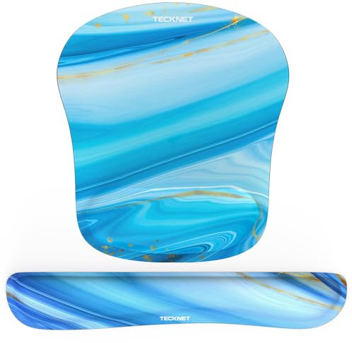 TECKNET Wrist Rest Mat, Keyboard and Mouse Wrist Support Pad Set, Comfortable Memory Foam Mouse Mat with Wrist Cushion Support, Anti-Slip Ergonomic Mouse Pad for Computer Laptop Working Gaming