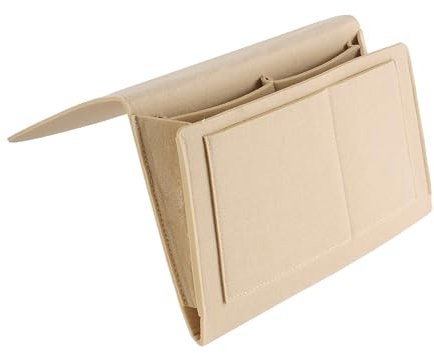 Amdonalo Bedside Organizer Felt Storage Pocket Bag for Home Bed Rails, Sofa, Bunk Beds (Khaki)