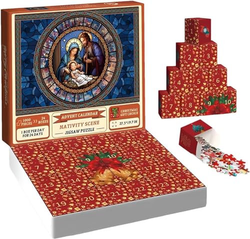 Adventskalender 2023 Weihnachtskrippe Puzzle,24 Tage Advent Krippenpuzzle,Weihnachtskrippe Jigsaw Puzzle Adventskalender,Weihnachtskrippe Jigsaw Puzzle 1000 Teile