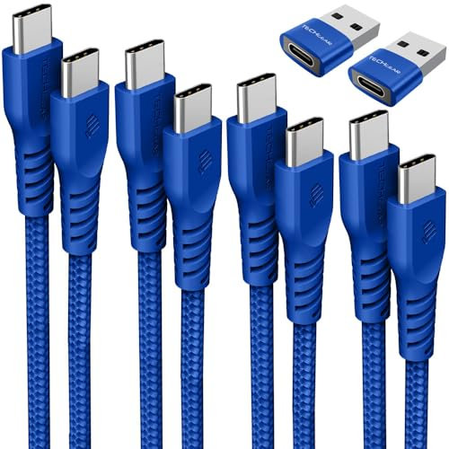 USB C to USB C Charger Cable (6Pack 0.3M+1M+2M+3M+2x Adapter) 60W STRONG Braided Type C to C Cable Fast Charging Data Lead Compatible with iPhone 15, iPad Pro 2022, MacBook Pro, Samsung S24/S23/A14