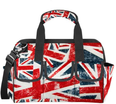 UK Union Jack Werkzeugtasche mit UK-Flagge, multifunktionaler Werkzeug-Organizer, Handtasche, Elektriker, Handwerker, mit Schultergurt, Tragetasche, Werkzeugtaschen für Werkzeuge, Kleinteile