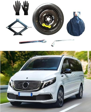 17 Notrad kompatibel mit Mercedes EQV 447 mit Wagenheber, Schlüssel, Handschuhe und Tasche