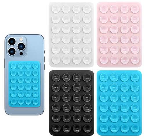 XQMMGO 4 Piezas Soporte para Móvil con Ventosa de Silicona, Manos Libres para Selfies, Autoadhesivo con 24 Ventosas, Adhesivo Antideslizante para Vídeos