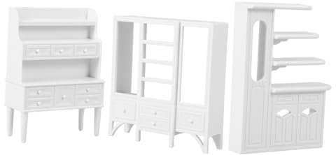 Toyvian 3stücke Teiliges Miniaturmöbel Im Maßstab Holzregal Kunstbuffet Und Kleiner Schrank Für Puppenhaus-Dekoration Kreative Möbel Für Miniaturszenen