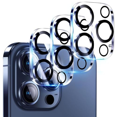 IOPYKKOA 3 Stück Kamera Schutzglas Kompatibel mit iPhone 15 Pro/iPhone 15 Pro Max Kameraschutz [10S Schnelle Installieren] Kratzfest, 9H Härte, HD-Klar, Vollständiger Kameraschutz