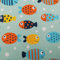 Baumwollstoff im Leinenimitat mit Kindermotiv. Motiv: Fische, 100% Baumwolle (50cm x 150cm) Stoff zum Nähen für Kissenbezüge, Schultüten, Kinderschürzen, Taschen, Tücher, Turnbeutel uvm.