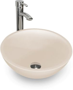 Vasque à poser ronde 30 cm en Solid surface beige rosé - Boléa