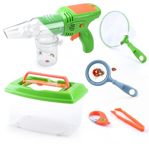 PLAY Forscherset für Kinder, Entdecker Set, Mit Insektenfänger, Insektenbox, Schmetterlingsnetz, Lupeglas, Pinzetten und Schlüsselanhänger, Adventurer Set Geschenke für 3+ Kinder (Insektenfänger Kit)