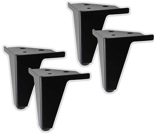 IPEA 4X Pieds de Meuble et Canapé modèle GEMME Noir - Lot de 4 Pieds en Métal - Pieds au Élégante Design pour Fauteuils et Armoires - Couleur Noir - Hauteur 105 mm