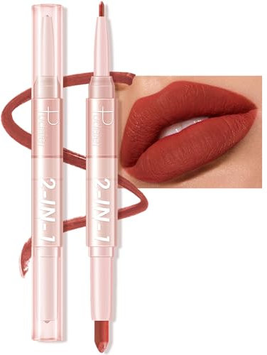 Waterproof Lip Liner Stain Pencil - Double-ended 2-in-1 Waterproof Lipstick Lip Liner for Women Matte Long-lasting Matte Satin Finish, Nourishing and Non-fading (#07, 18g)