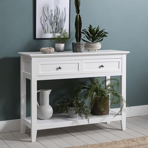 Noa and Nani Karlstad Console Hallway Table with 2 Drawers in White