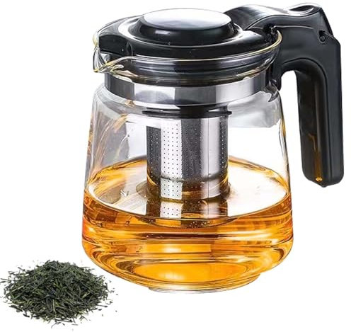 1.6L Teekanne Glas, Teekanne mit Siebeinsatz, Hitzebeständig Glaskanne,Teekanne für jeden Tag,Tee-Ei für lose Blätter Teekanne, Tea Maker,Glasteekanne Ideal zur Zubereitung von Losen Tees (13.5*15cm)