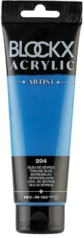 Blockx 60204BXC Acrylic Fine Opaque and Satin - Thaline Blue PW 6/PB 15:3-120ml - Luxury Paint - Creative, Designing, Painting, Arts and Crafts, Colour
