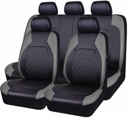 TANJAU Autositzbezüge Sets für Dacia Sandero Stepway 3.GEN 2.Gen 2012 2013 2014 2015 2016 2017 2018-2025, Leder Full Set Auto Sitzbezüge Vorne Hinten Schonbezüge Wasserdicht Verschleißfest Zubehör