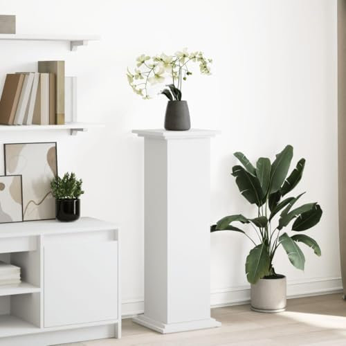qohoio Display Stand with Storage White 31x30x90 cm Engineered Wood-Tall Plant Stands Corner Indoor,Large Flower Pots Shelf for Multiple Plants,Tiered Plant Holder Display Rack for Garden Patio Office