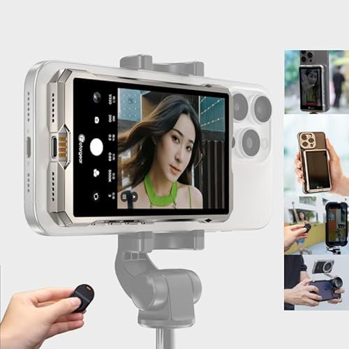Fotorgear MS01 Selfie-Monitor-Bildschirm, kabelloses magnetisches 3,97-Zoll-Rückkamera-Display und Sucher für iPhone/Android, Bluetooth-Fernbedienung, für Vlog & Live-Streaming
