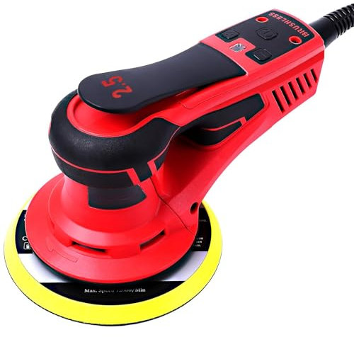 Towallmark 350W Exzenterschleifer, Bürstenlos Motor, 150 mm, 2,5 Schleifhub und Geringe Vibration, 10000 U/min, für Holzbearbeitung, Polieren
