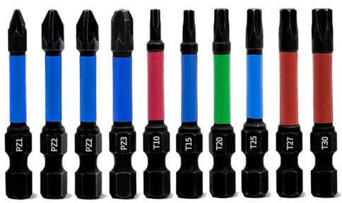 HAFRILY Torx Bit Set, S2-Stahl Bit Set Torx mit 1/4 Sechskantschaft Schraubenschlüssel Det Starkem Magnetische für Schlagschrauber Pozidriv Schrauber (PZ1-PZ3,T10-T30) 50mm