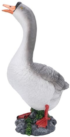 Nikou Gans-Gartenstatue, Realistische Niedliche Gans-Skulptur aus Kunstharz für Blumenbeet, Brunnen, Balkon, Innenhof (Haltung auf der linken Seite)