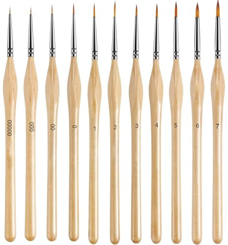 Paint Brush Set, 11 PCS Detail Paint Brush Set, Small Paint Brushes, Miniature Micro Paint Brushes for Miniature Figure, Model Painting, Fine Detailing, Art Painting, Nail, Line Drawing