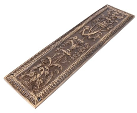 Dart Heavy Cast Brass Door Push Finger Plate - Period Design - 310mm x 76mm - Antique Brass