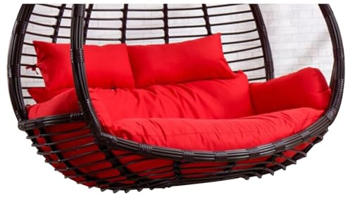 PPGE Home Hängendes Ei-Stuhlkissen Doppel Hängesessel Sitzkissen Dicker Schaukel Hängekorb Sitzkissen Für Patio Garden Outdoor Indoor Doppeltes Hängestuhl Polster Auflag(Color:Red)