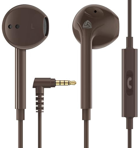 LUDOS Zenith Kopfhörer In Ear Kopfhörer mit Kabel und Mikrofon, 2-Jahre Garantie, In Ear Ohrhörer, 3,5 mm Klinkenstecker Earbuds, Satte Bässe Earphones, Headphones für iPhone, iPad, Samsung - Braun