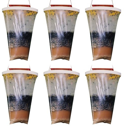 XPJBKC 6 Pièces Piege a Mouche Exterieur, Piege Mouche avec Recharge, Piege a Mouche Interieur, Pièae à Moucherons, Pièae Mouche pour Attraper Mouches et Mouches des Fruits