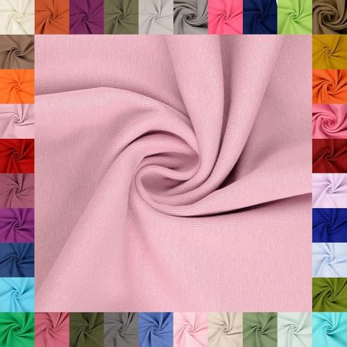 fingsi Stoffe Mira Bündchenstoff Feinstrick Schlauchware Coupon Uni - 34cm Schlauchbreite - 95% Baumwolle, 5% Elasthan (09. Hell-Altrosa 0,5m)